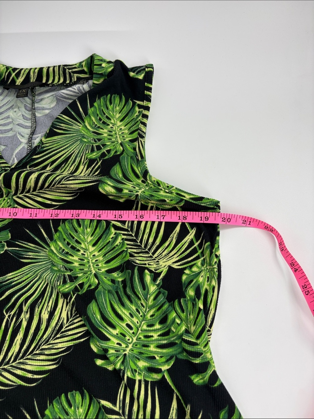 Lexington Avenue Women’s Tropical Palm Leaf Sleeveless Dress Black Green Size 1X - Picture 4 of 5